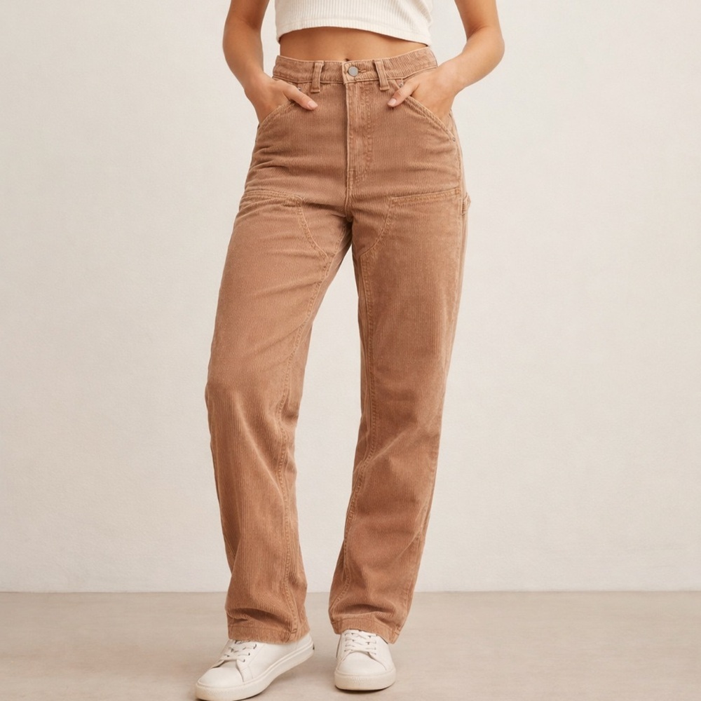 UO BDG Khaki Corduroy High-Waisted “Mom”‎ 80’s Style Straight Ankle Pants Size 2
